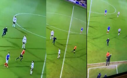 ¡A correr se ha dicho! Aficionado saltó al campo para intentar agredir al árbitro en la Tercera División inglesa 