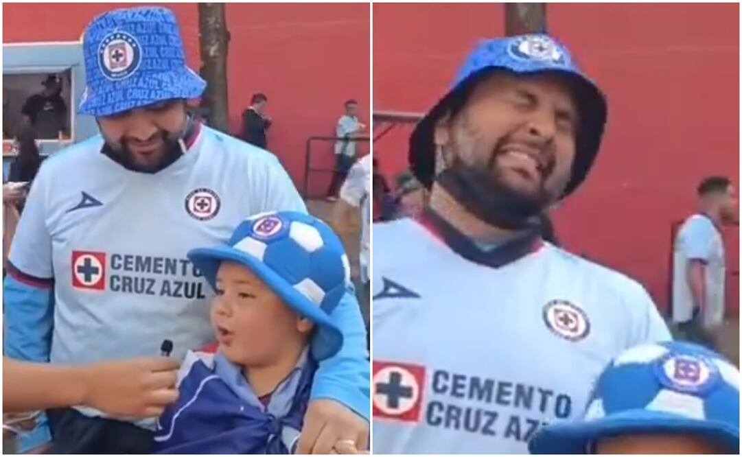 Niño con su papá en el Estadio Azul con el padre decepcionado / FOTOS: Capturas