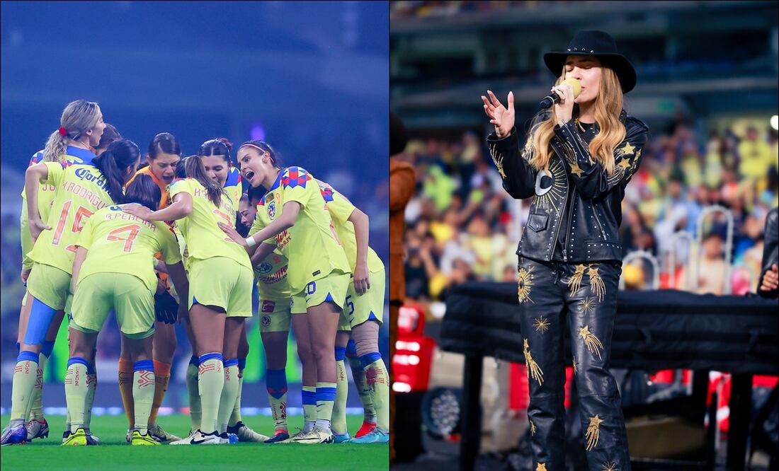 Belinda cantó antes del silbatazo inicial del duelo entre América y Rayadas de la Final Femenil. FOTOS: Imago7