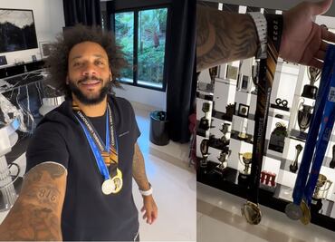 Marcelo Vieira "presume" su vitrina llena de trofeos y medallas