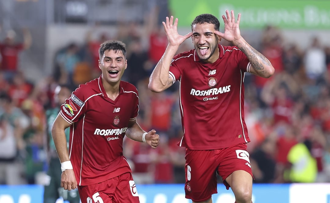 Toluca en festejo de gol, tras avanzar a la final de la Leagues Cup - Foto: Imago7