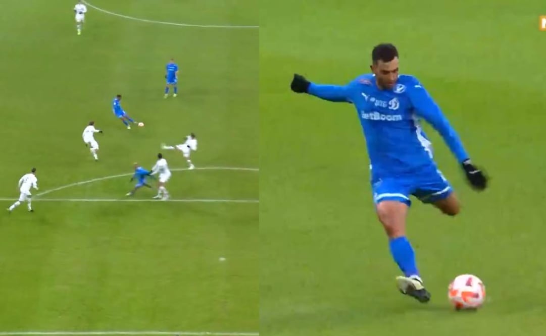 Luis Chávez marcó un auténtico golazo de zurda con el Dinamo Moscú. Foto: Especial