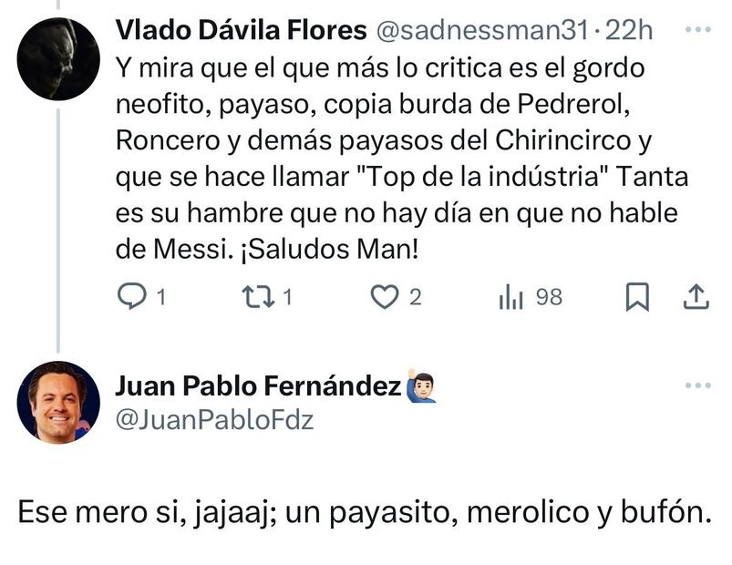 Tweet Juan Pablo Fernández