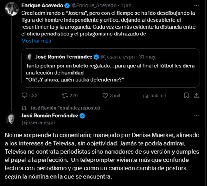 La discusión de José Ramón Fernández y Enrique Acevedo