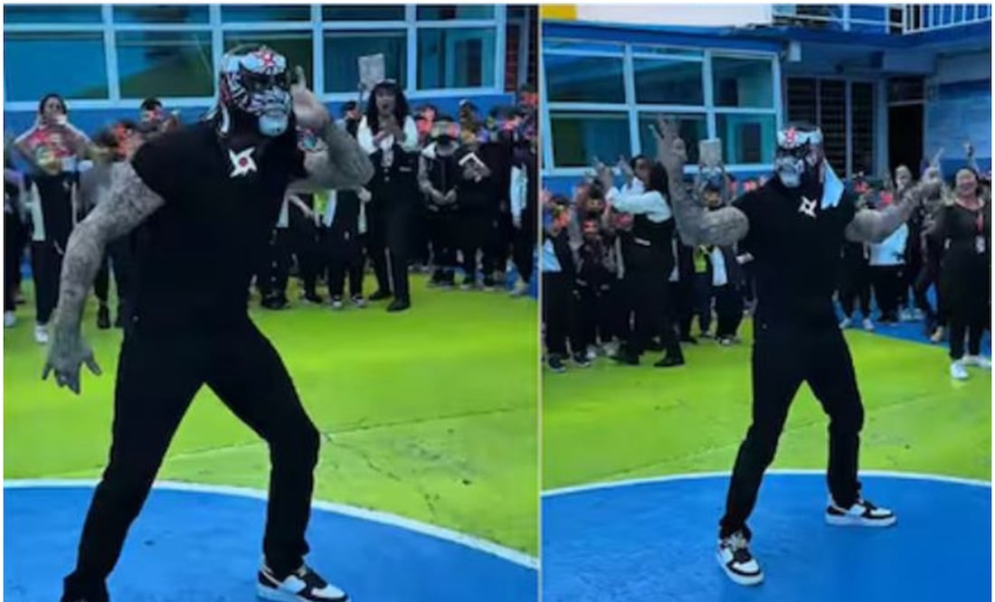 Penta Zero Miedo visitó la primaria donde estudió en Ecatepec Foto: Especial