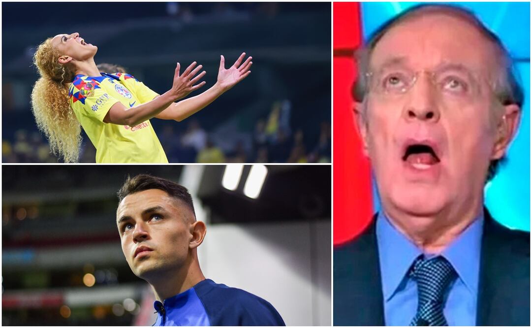 Jugadora de América Femenil lamentándose, Álvaro Fidalgo y José Ramón Fernández en un programa / FOTOS: Imago7 y captura