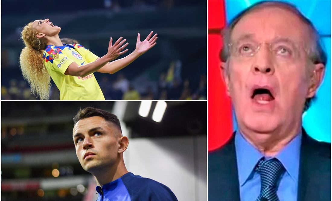 Jugadora de América Femenil lamentándose, Álvaro Fidalgo y José Ramón Fernández en un programa / FOTOS: Imago7 y captura