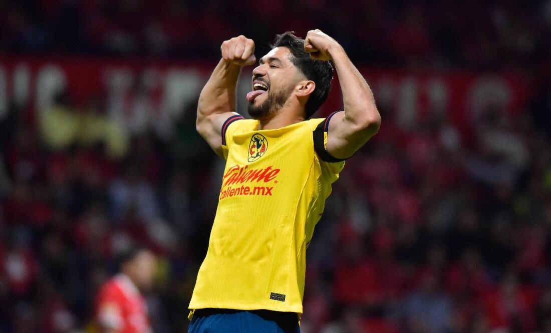 Henry Martín festeja el segundo gol que lapidó el resultado del América contra Toluca en Liguilla. Foto: Imago7
