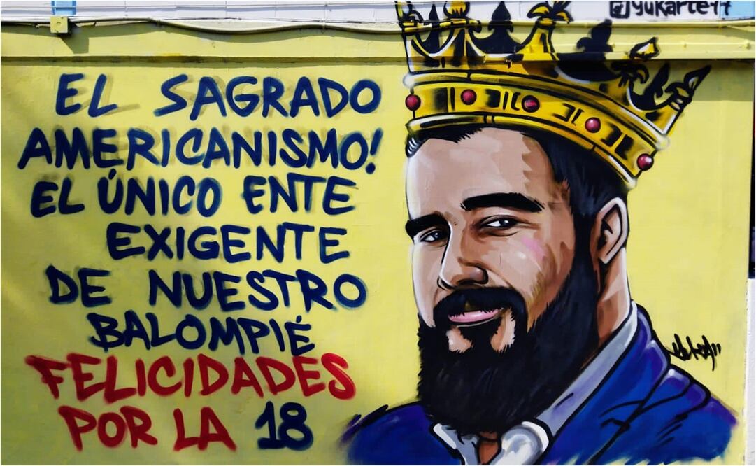 Afición del América realiza mural de Álvaro Morales. FOTO: La Monumental 16