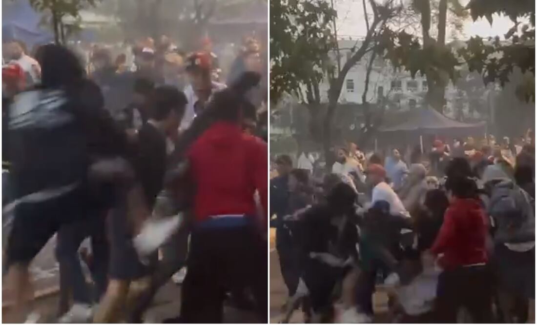 Aficionados de Rayados y Comunicaciones en batalla campal en Guatemala / FOTOS: Captura