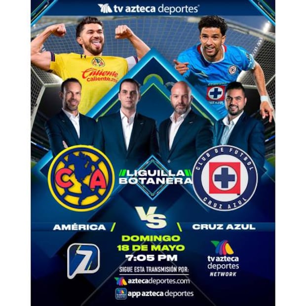 Christian Martinoli, Luis García, Zague y Villa Villa estarán en la transmisión TV Azteca del partido entre América y Cruz Azul. Foto: Especial