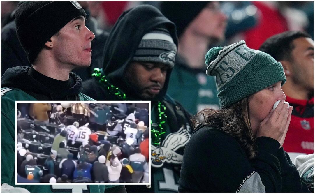 Aficionados de Philadelphia y de 49ers recibiendo bolas de nieve / FOTOS: AFP y Captura