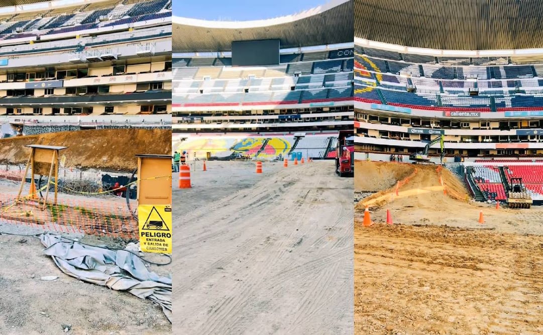 El Estadio Azteca ya luce sin pasto ante las remodelaciones para el Mundial de 2026. Foto: Especial