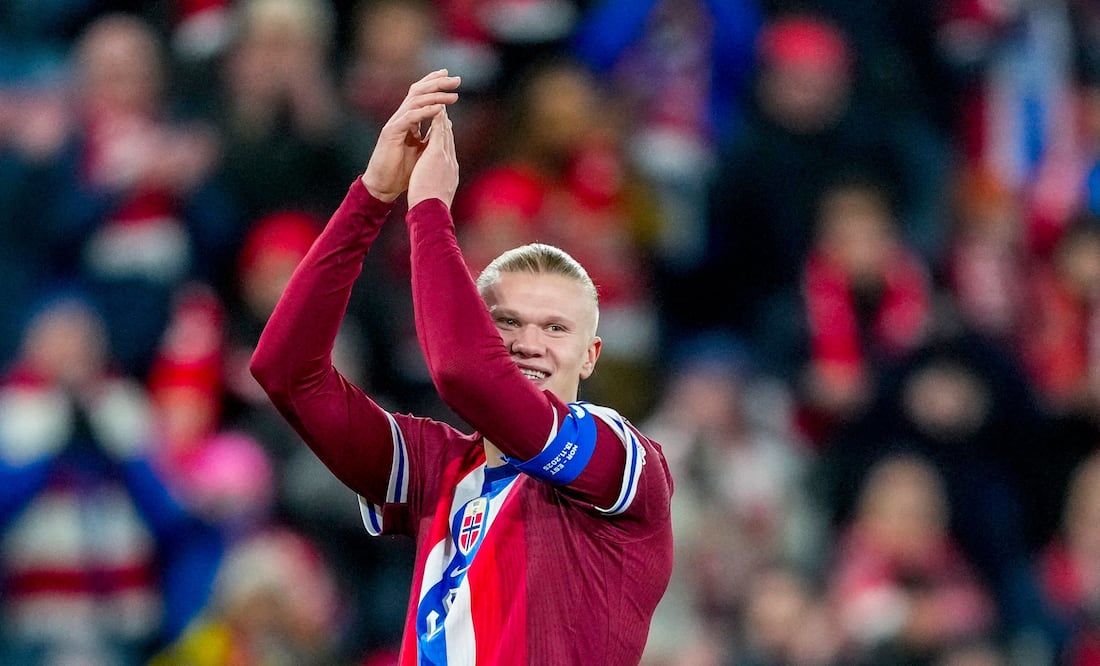 Erling Haaland en festejo de gol, durante los clasificatorios para el Mundial de 2026 - Foto: AFP