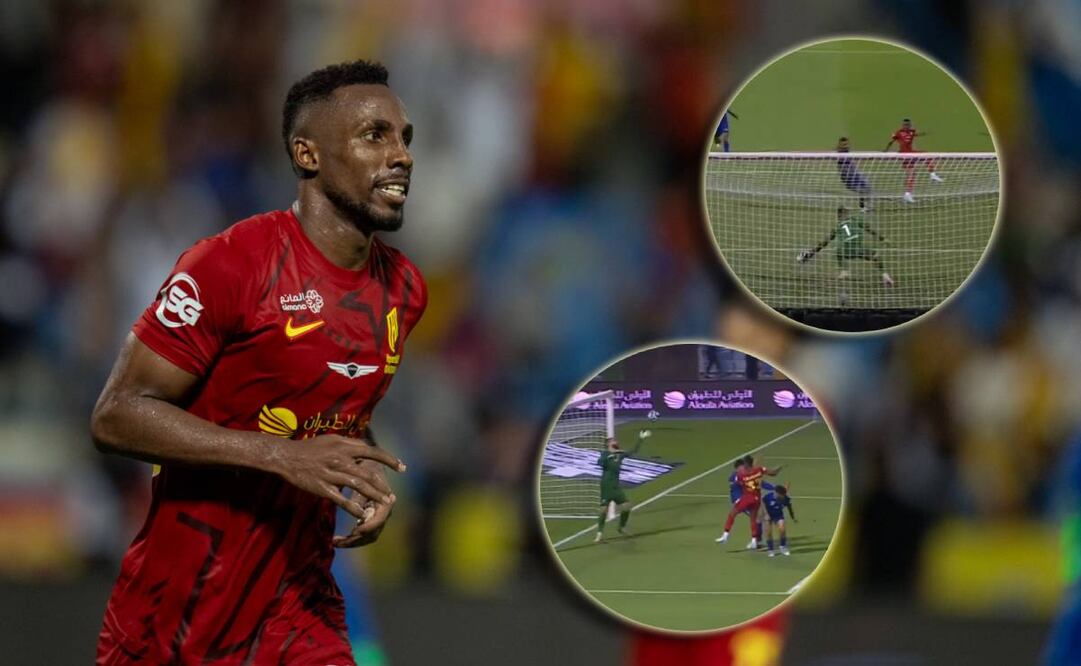 Julián Quiñones celebra uno de sus dos goles en el Al Qadsiah. FOTO: @sawtqadsiah