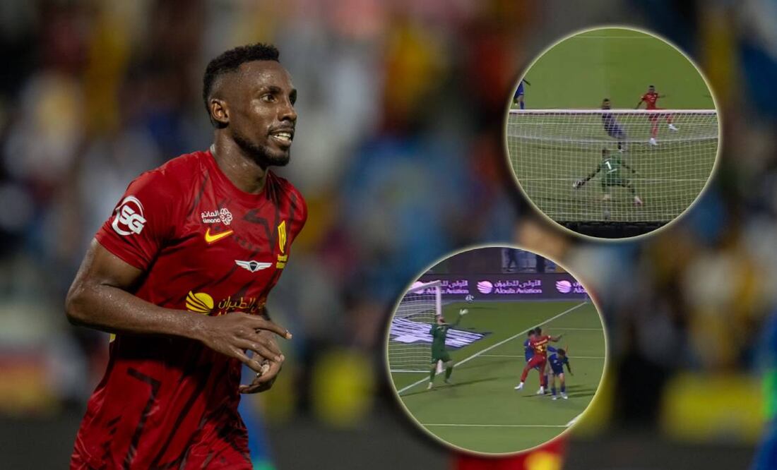 Julián Quiñones celebra uno de sus dos goles en el Al Qadsiah. FOTO: @sawtqadsiah