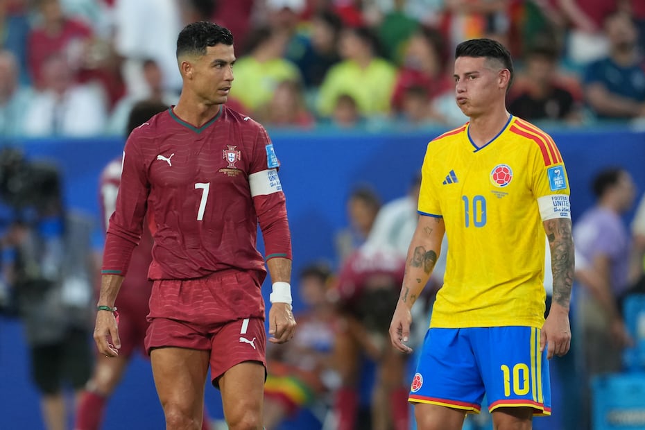 James Rodríguez y Cristiano Ronaldo con las selecciones de Colombia y Portugal, respectivamente, durante la Fase de Grupos del Mundial de 2026 - Foto: EFE
