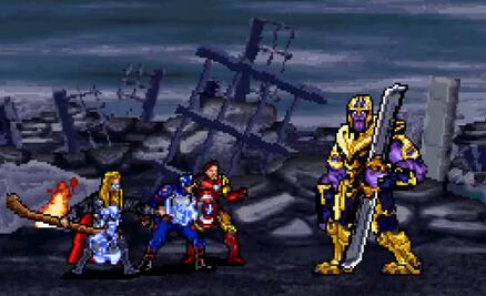 Así se vería la batalla final de los Avengers contra Thanos en 16 bits