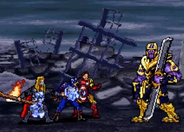 Así se vería la batalla final de los Avengers contra Thanos en 16 bits