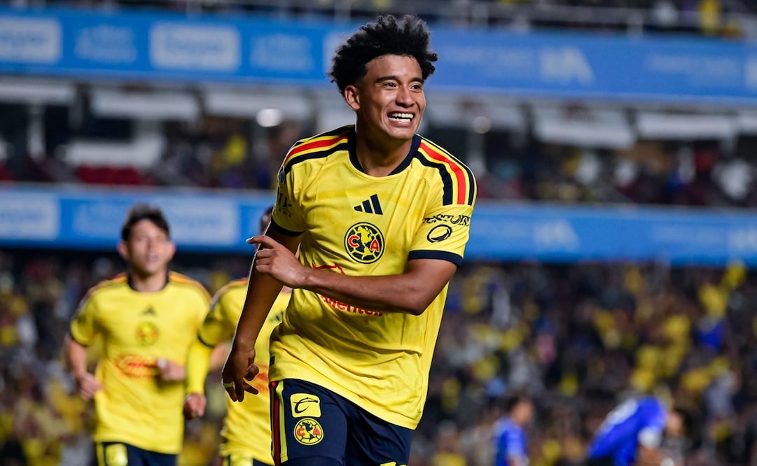Isaías Violante en festejo de gol con el América, durante la fase regular del Apertura 2026 - Foto: Imago7