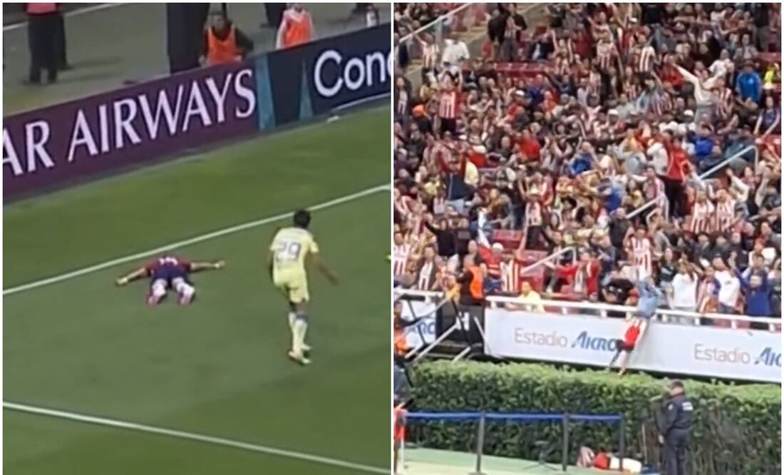 'Chicharito' tirado ante América y aficionado cayendo de la grada en el Akron / FOTOS: Capturas