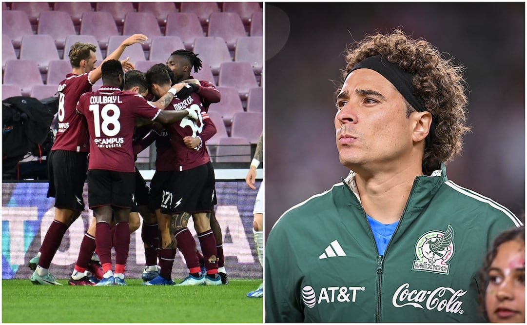 Salernitana festejando un gol ante la Lazio y Guillermo Ochoa con México / FOTOS: EFE e Imago7