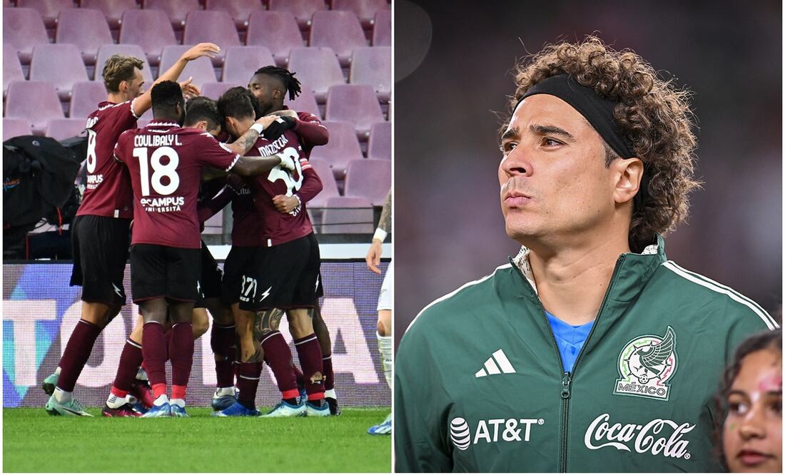 Salernitana festejando un gol ante la Lazio y Guillermo Ochoa con México / FOTOS: EFE e Imago7