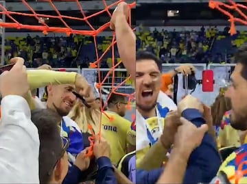 ¡Auch, eso debió doler! Diego Valdés casi se lleva un dedo al cortar la red de una de las porterías
