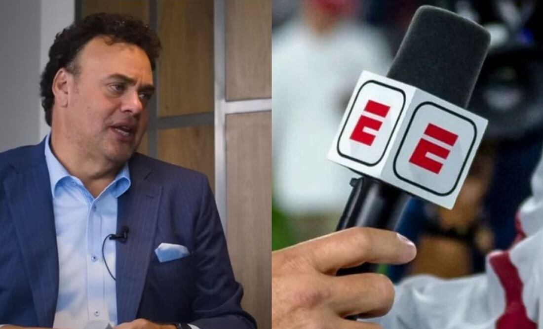 David Faitelson en una entrevista y micrófono de ESPN  / FOTOS: Captura y Especial