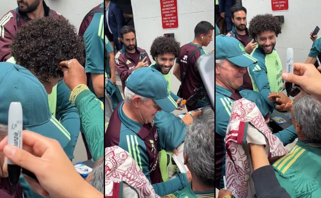 Un aficionado le jaló el cabello al Chino Huerta en la concentración de la Selección Mexicana. Foto: Especial