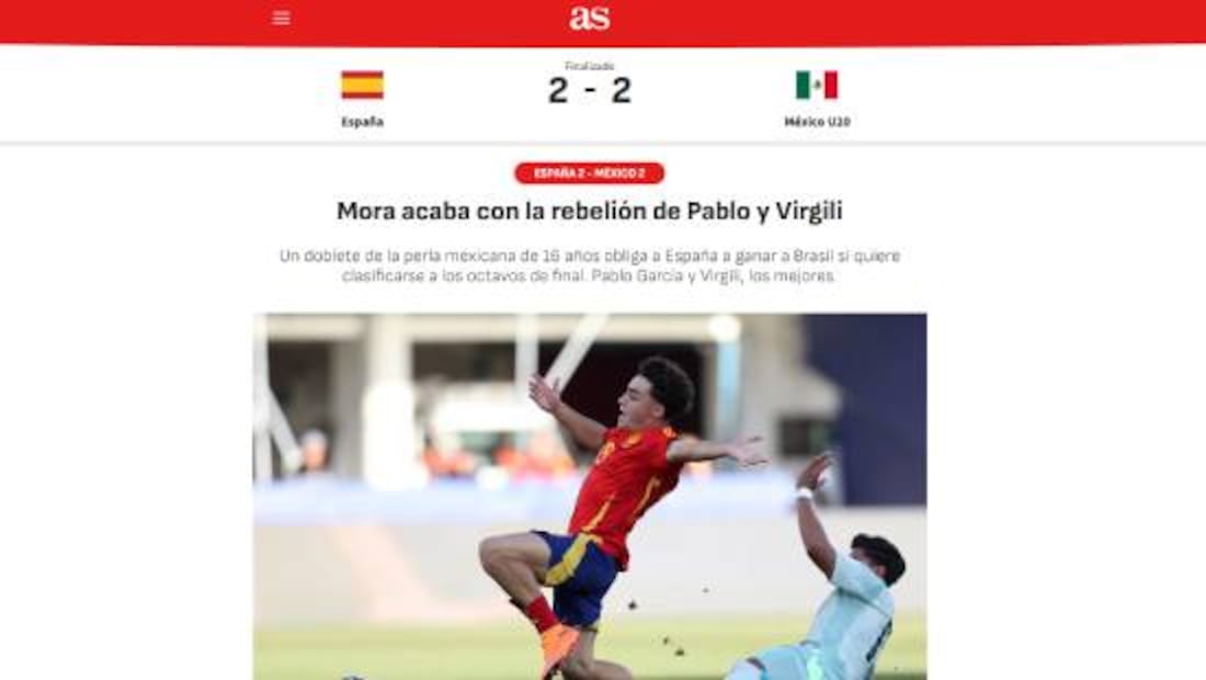 La prensa de España reaccionó de esta manera a los dos goles de Gilberto Mora en el Mundial Sub-20. Foto: Especial