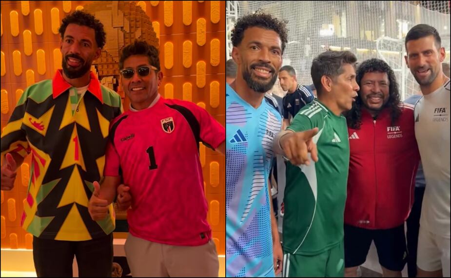 Jorge Campos y Vozinha intercambiaron sus jersey en un evento de eleyendas organizado por la FIFA. @soyjorgecampos1