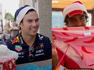 VIDEO: Pilotos de la Fórmula 1 recibieron regalos navideños ¿qué le tocó a Checo Pérez?