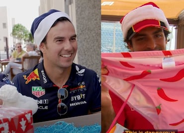 VIDEO: Pilotos de la Fórmula 1 recibieron regalos navideños ¿qué le tocó a Checo Pérez?