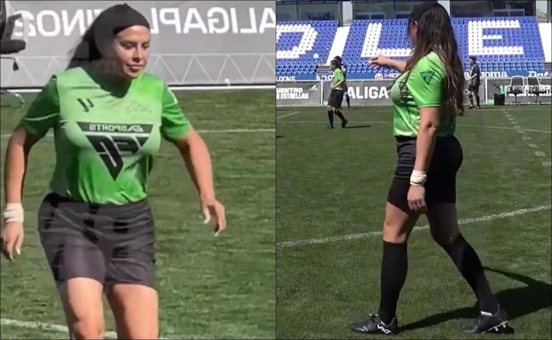 Karla Sofía Gascón se olvidó de la actuación y demostró sus aptitudes como jugadora de futbol / FOTOS: Capturas de Pantalla