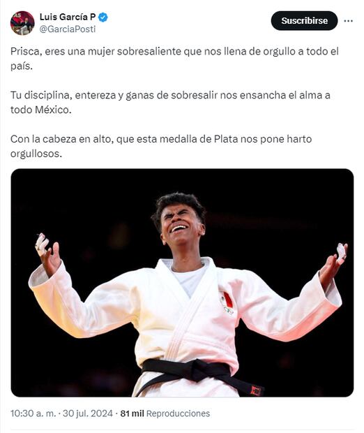 Luis García le dedicó unas emotivas palabras a Prisca Awiti luego de que ganó medalla plata en París 2024. Foto: Especial
