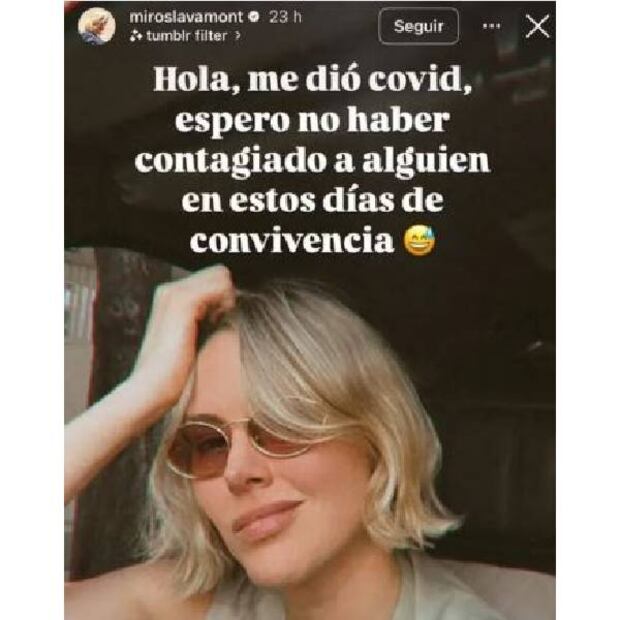 Así informó Miroslava que tenía Covid-19, a través de las redes sociales. FOTO: @miroslavamont