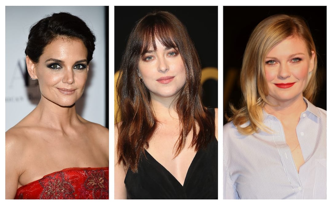 Katie Holmes, Dakota Johnson y Kirsten Dunst. (Fotos: AP y AFP)