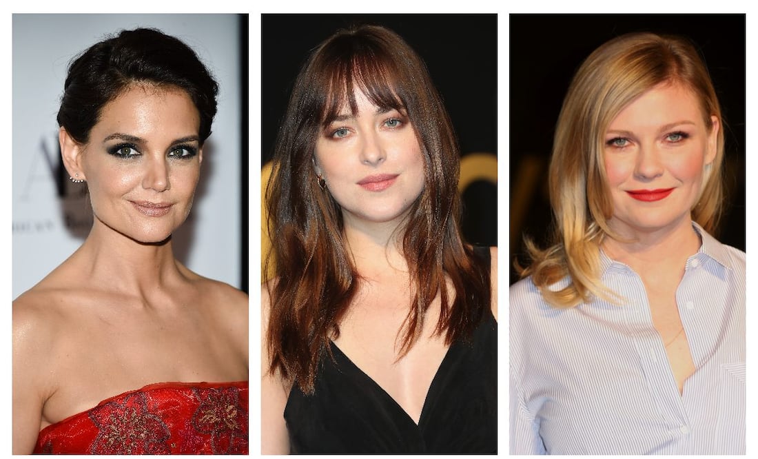 Katie Holmes, Dakota Johnson y Kirsten Dunst. (Fotos: AP y AFP)