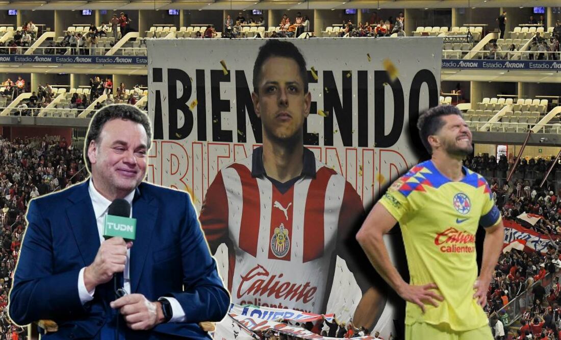 David Faitelson en TUDN, Henry Martín lamentando una acción y tifo de 'Chicharito' en el Akron / FOTOS: Imago7