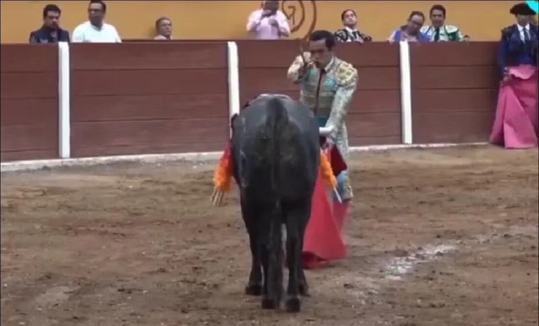 Emilio Macías se disponía a matar cuando fue embestido por el toro 'Faraón'. FOTO: Captura