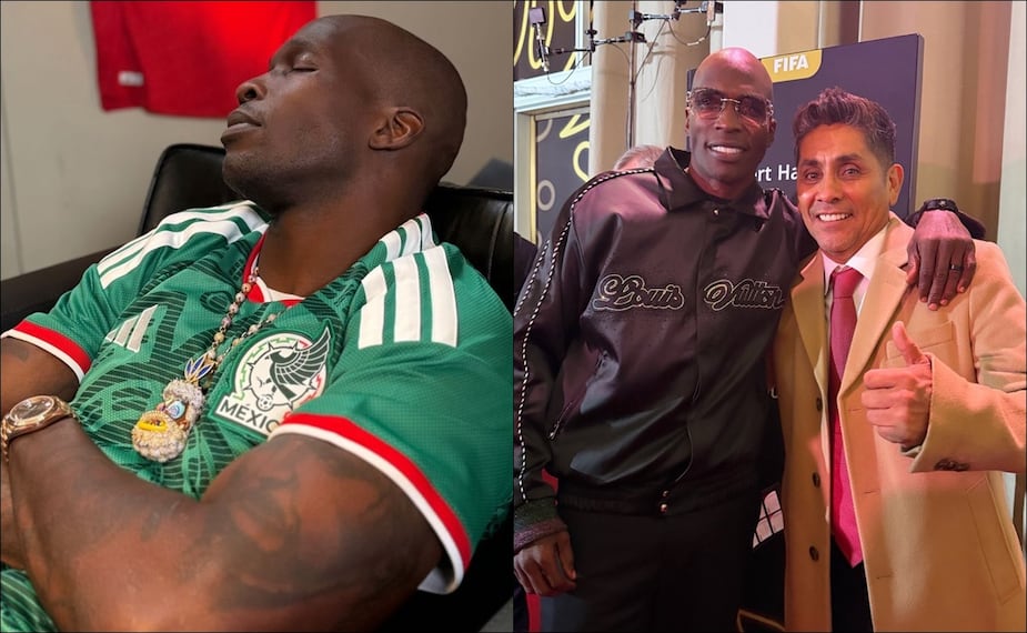 Chad Johnson compartió en sus redes unas postales con la playera de la Selección y junto al 'Brody', Jorge Campos. FOTOS: @ochocinco