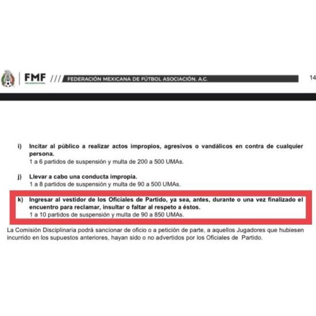 El reglamento de sanciones de la FMF dice que de uno a diez partidos de sanción se darán a quienes ingresen a los vestidores de los silbantes. Foto: Especial