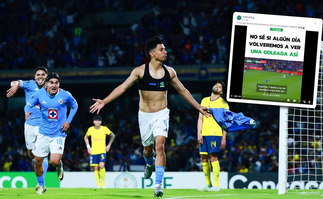 TUDN le recordó a la afición de Cruz Azul la goleada del 7-0 del América en el Apertura 2022. Foto: Especial