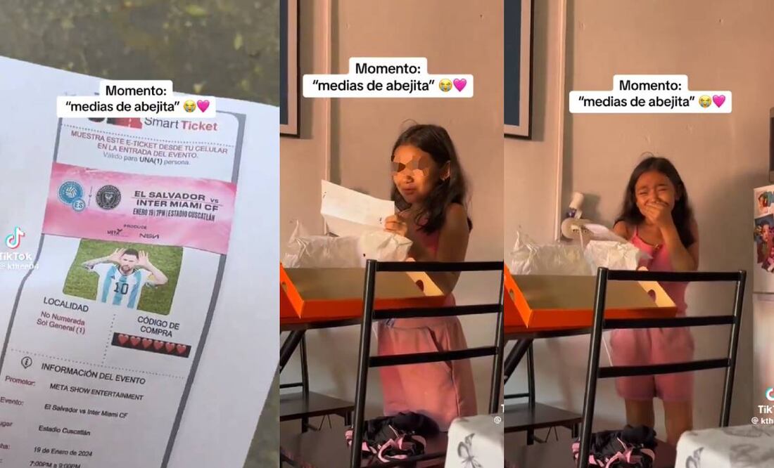 La pequeña aficionada de Messi no pudo ocultar su emoción de ver a Messi en la cancha de su país. Foto: Especial