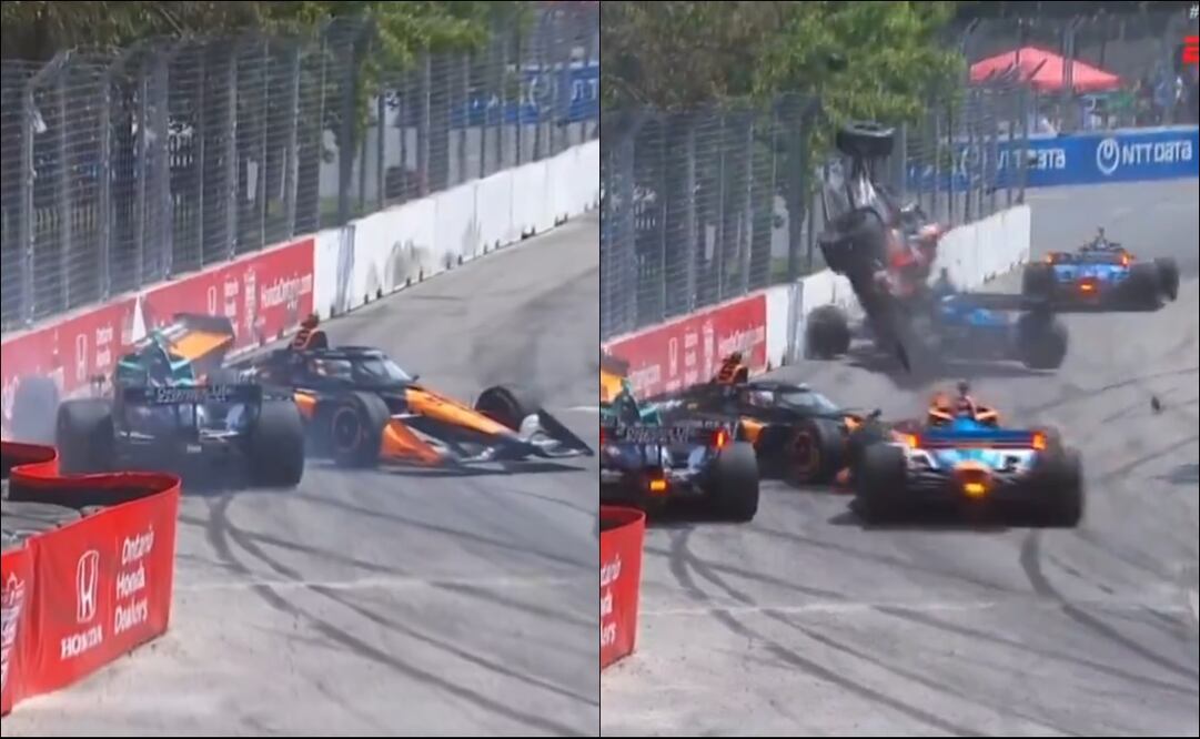 Así fue el accidente de Patricio O'Ward. FOTO: Capturas