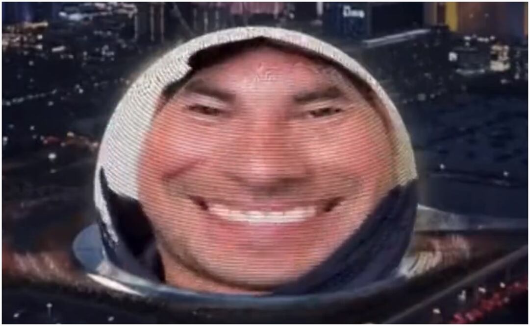 Rostro de 'Checo' Pérez en la esfera de Las Vegas / FOTO: Captura