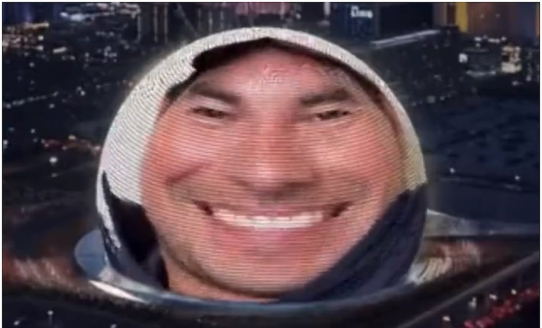 Rostro de 'Checo' Pérez en la esfera de Las Vegas / FOTO: Captura