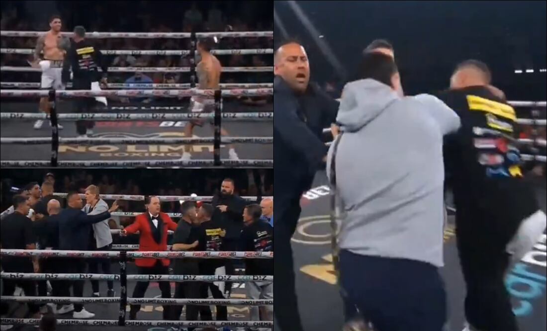 El hermano del boxeador australiano Michael Zerafa golpea al entrenador rival. FOTO: Capturas