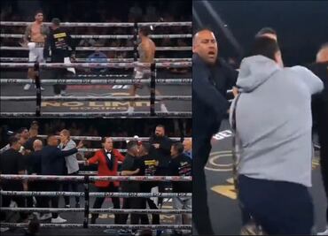 Hermano de boxeador pierde la cabeza y golpea dentro del ring al entrenador del peleador rival